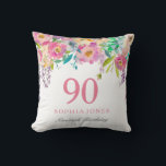 Pastel Watercolor Flowers 90th Birthday Gift Cushion<br><div class="desc">Pastel Watercolor Flowers 90th Birthday Gift

Can be used as a decoration or gift for the party</div>