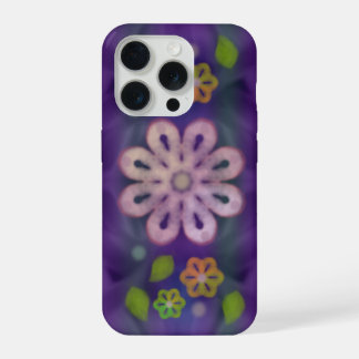 Pastel Watercolor Flowers on Purple Background iPhone 15 Pro Case