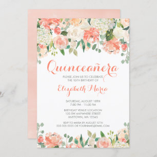Pastel Watercolor Flowers Quinceañera Invitation