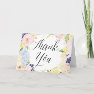 Pastel Watercolor Flowers Thank You Card