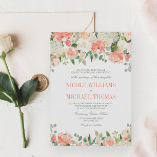 Pastel Watercolor Flowers Wedding Invitations