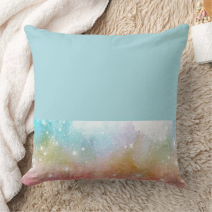 Pastel Watercolor & Galaxy Nebula Abstract Pattern Cushion