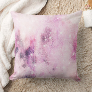Pastel Watercolor & Galaxy Nebula Abstract Pattern Cushion