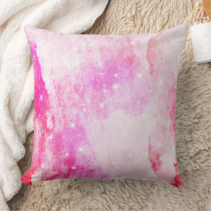 Pastel Watercolor & Galaxy Nebula Abstract Pattern Cushion