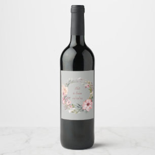 Pastel Watercolor Garland Wreath Wine Label