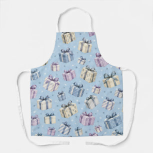 Pastel Watercolor Gift Box Pattern Apron