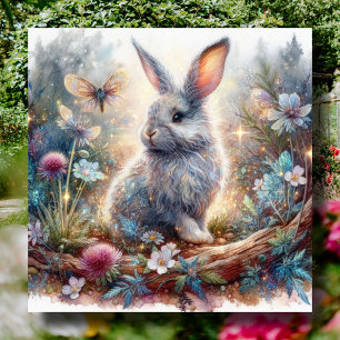 Pastel Watercolor Glitter Bunny Bible Verse Easter Holiday Card