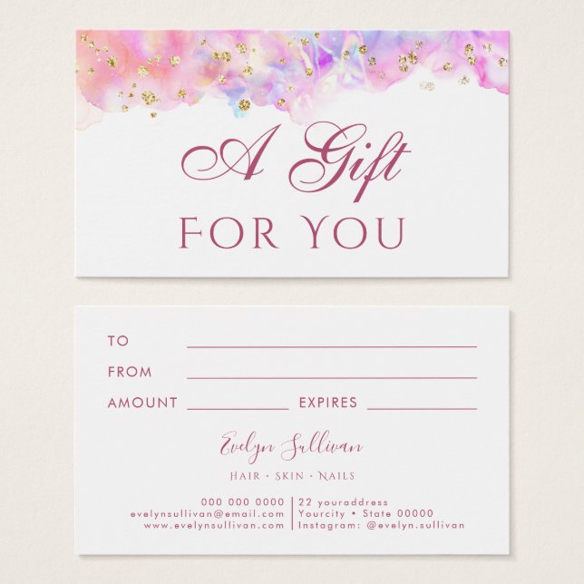pastel watercolor glitter Gift Card (Front & Back)