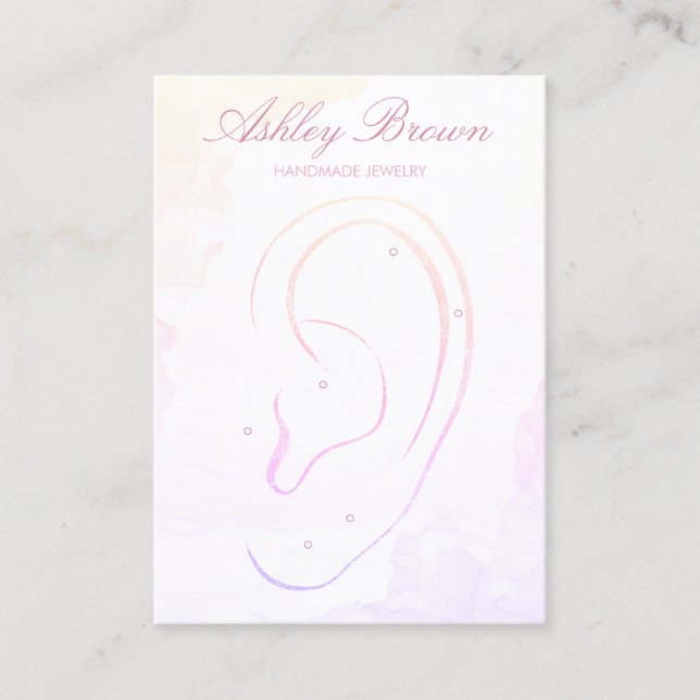 Pastel Watercolor Handmade Jewellery Earring Displ Business Card (Front)
