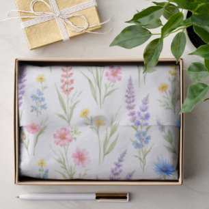Pastel Watercolor Lavender Blue Salmon Wildflowers Tissue Paper