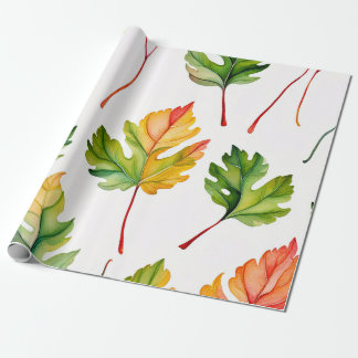 Pastel Watercolor Leaf Harmony Wrapping Paper