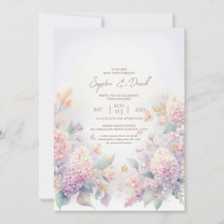 Pastel Watercolor lilac Wedding Invitation