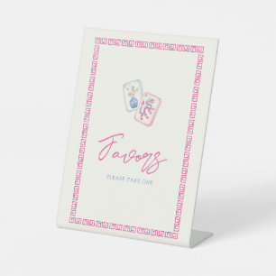 Pastel Watercolor Mahjong Party Favour Pedestal Sign
