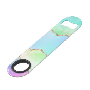 Pastel Watercolor Marble Agate Golden Glitter