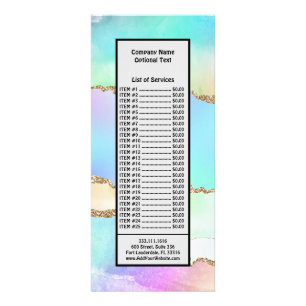 Pastel Watercolor Marble Agate Golden Glitter Rack Card