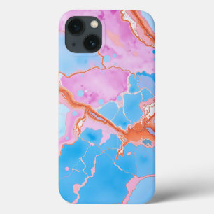 Pastel Watercolor Marble Surface in Soft Blues  iPhone 13 Case