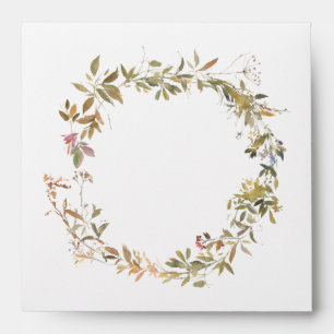 Pastel Watercolor Meadow Wildflowers Wreath Envelope