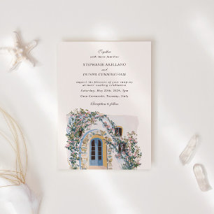 Pastel Watercolor Mediterranean Italian Wedding Invitation