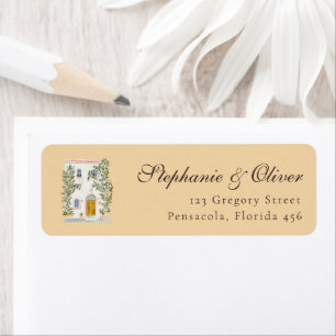 Pastel Watercolor Mediterranean Italian Wedding Return Address Label