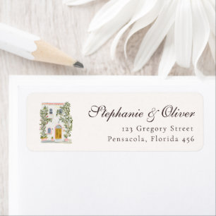 Pastel Watercolor Mediterranean Italian Wedding Return Address Label