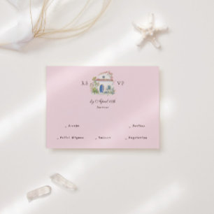 Pastel Watercolor Mediterranean Italian Wedding RSVP Card