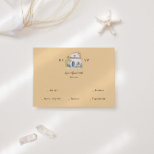 Pastel Watercolor Mediterranean Italian Wedding  RSVP Card