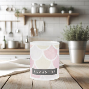 Pastel Watercolor Mermaid Scales Pattern With Name Frosted Glass Coffee Mug