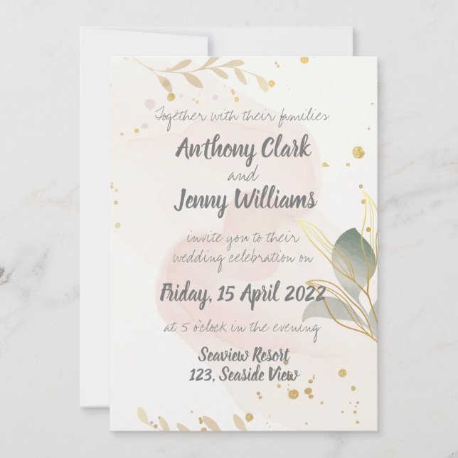 Pastel Watercolor Modern Wedding Invitation (Front)
