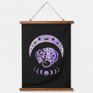 Pastel Watercolor Moon Possum Hanging Tapestry
