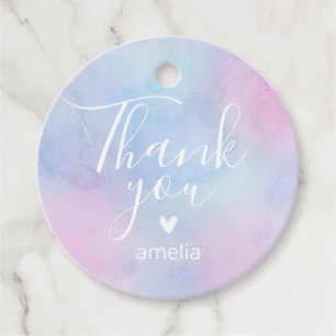 Pastel Watercolor  Name Thank You Birthday Purple Favour Tags
