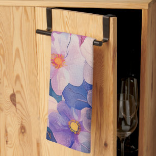 Pastel Watercolor Painted Flowers Tea Towel