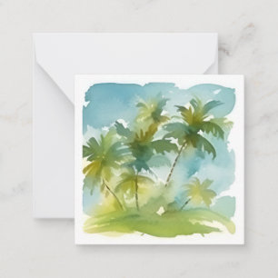 Pastel Watercolor Palm Trees Card