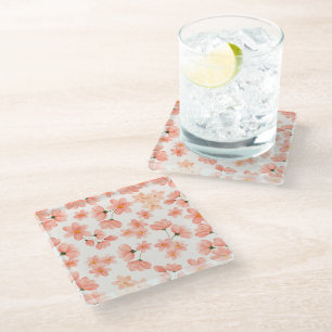 Pastel Watercolor Peach Floral Coaster