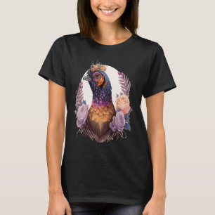 Pastel Watercolor Pheasant Bird Flower Crown Pet B T-Shirt