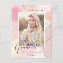 Pastel Watercolor Photo Graduation Announcement