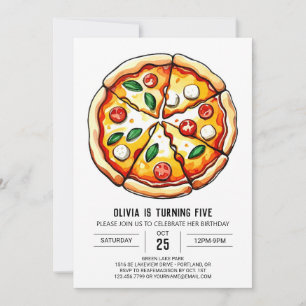 Pastel Watercolor Pizza Birthday Invitation