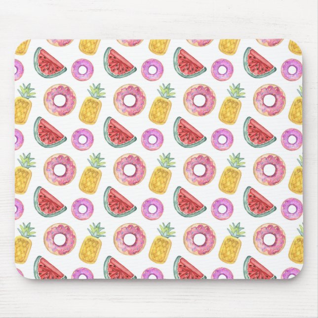 Pastel Watercolor Pool Float Pattern Mouse Pad (Front)