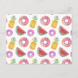 Pastel Watercolor Pool Float Pattern Postcard
