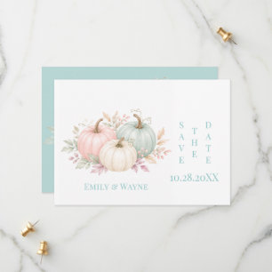 Pastel Watercolor Pumpkins Wedding Save The Date