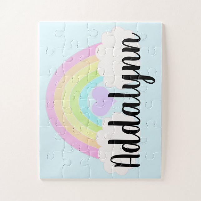  Pastel Watercolor Rainbow Name Jigsaw Puzzle (Vertical)