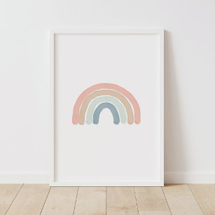 Pastel Watercolor Rainbow Nursery Poster