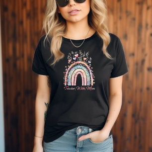 Pastel Watercolor Rainbow Teacher Wife Mum Gift T-Shirt