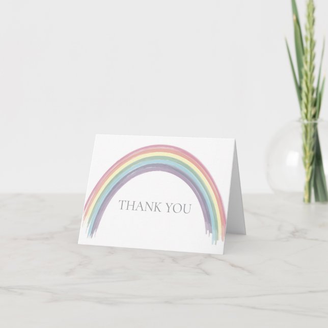 Pastel Watercolor Rainbow Thank You Card (Front)