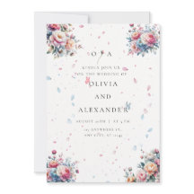 Pastel Watercolor Rose Wedding Invitation