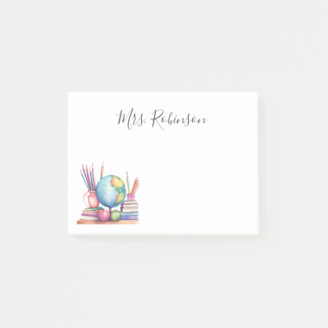 Pastel Watercolor School Teacher  Post-it Notes (Front)