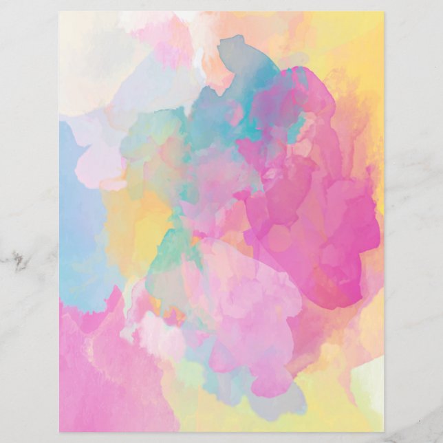 Pastel Watercolor Scrapbook Paper (Front)