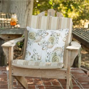 Pastel watercolor seashell pattern cushion