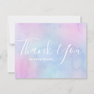 Pastel Watercolor Simple Elegant Birthday Purple Thank You Card