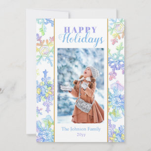 Pastel Watercolor Snowflake Photo Christmas