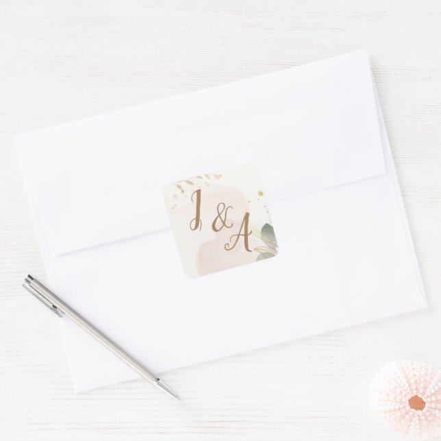 Pastel Watercolor Square Sticker (Envelope)